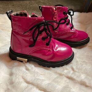 Patent Hot Pink Lace Up Boots